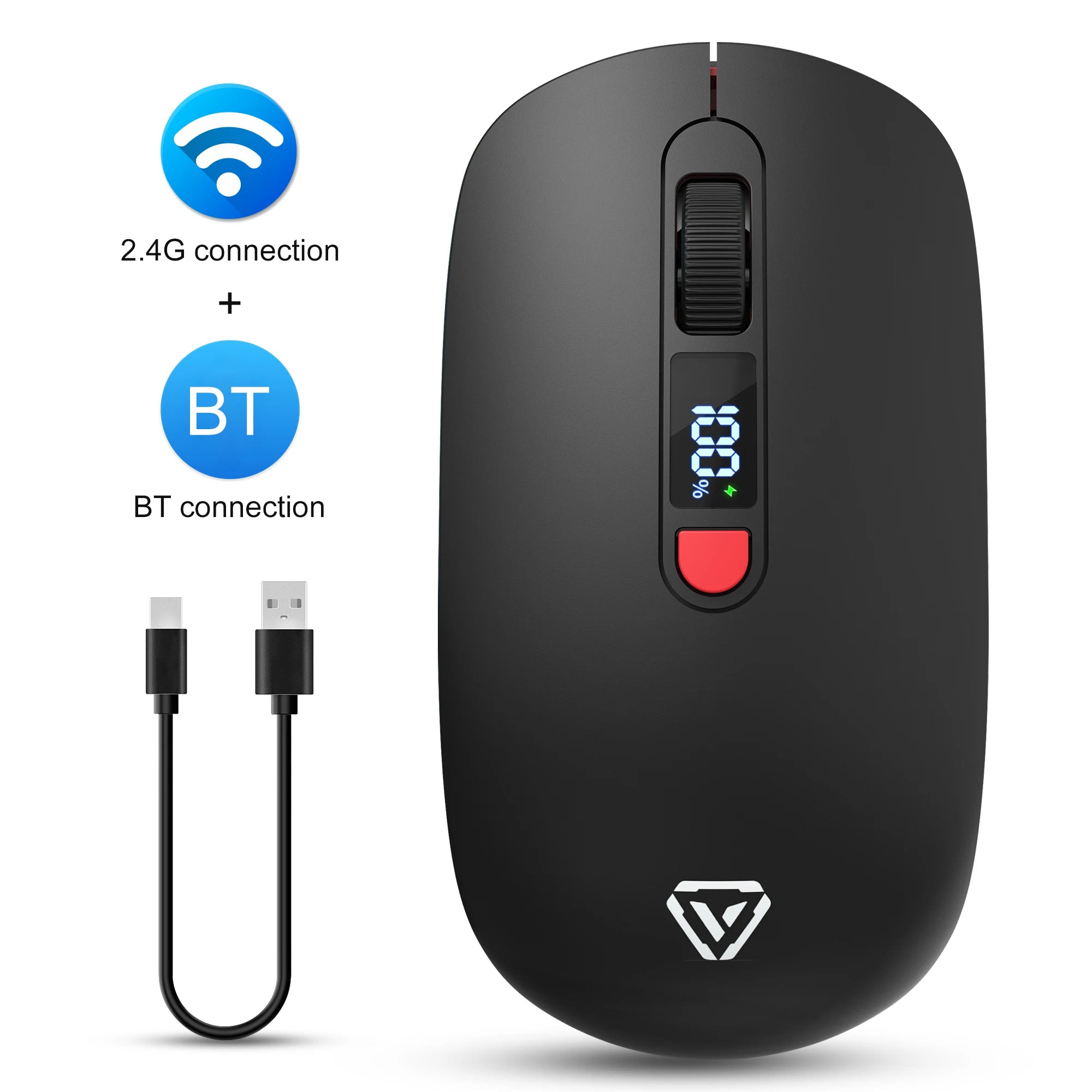 Ergonomic Dual-Mode Wireless Mouse - Graphite Gray