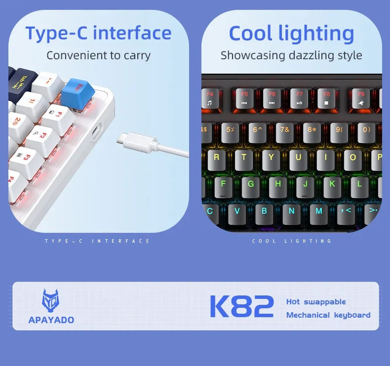 DK68 Punk Tri-Mode Mechanical Keyboard - White - Red Switch