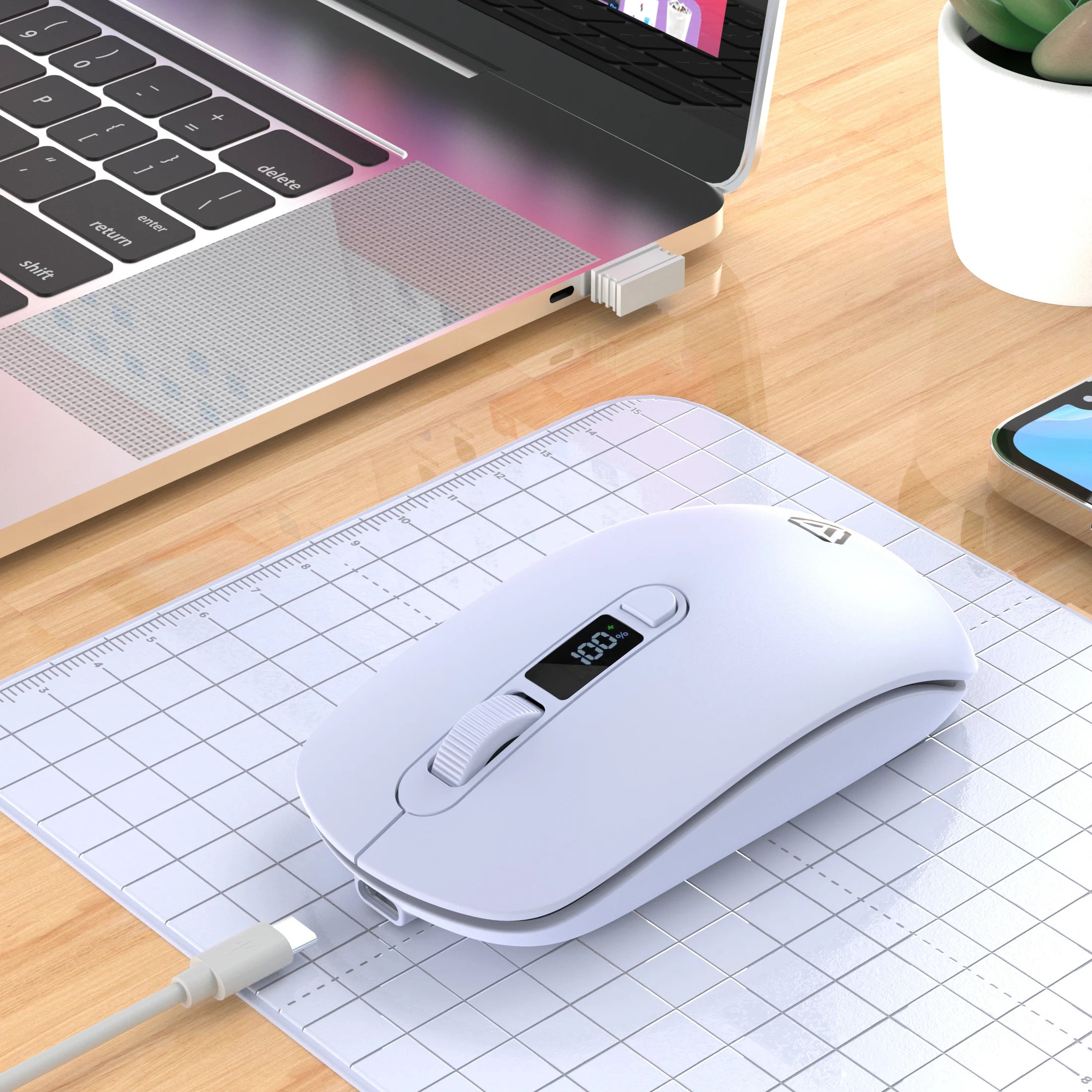 Type-C Rechargeable Wireless Mouse - Classic White
