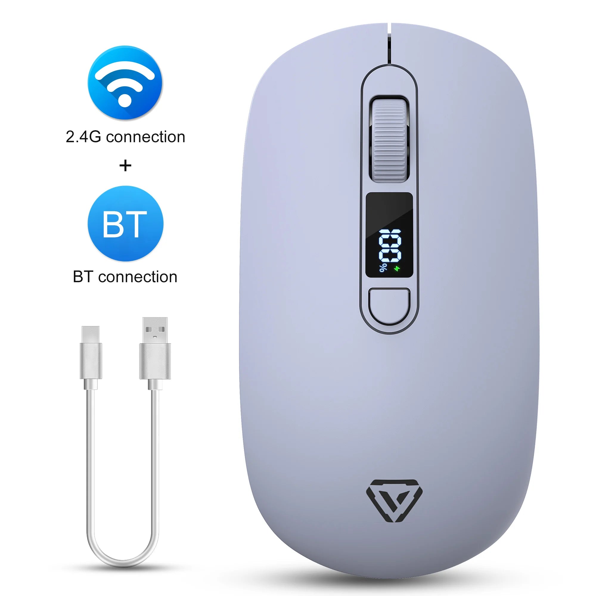 Ergonomic Dual-Mode Wireless Mouse - Classic White