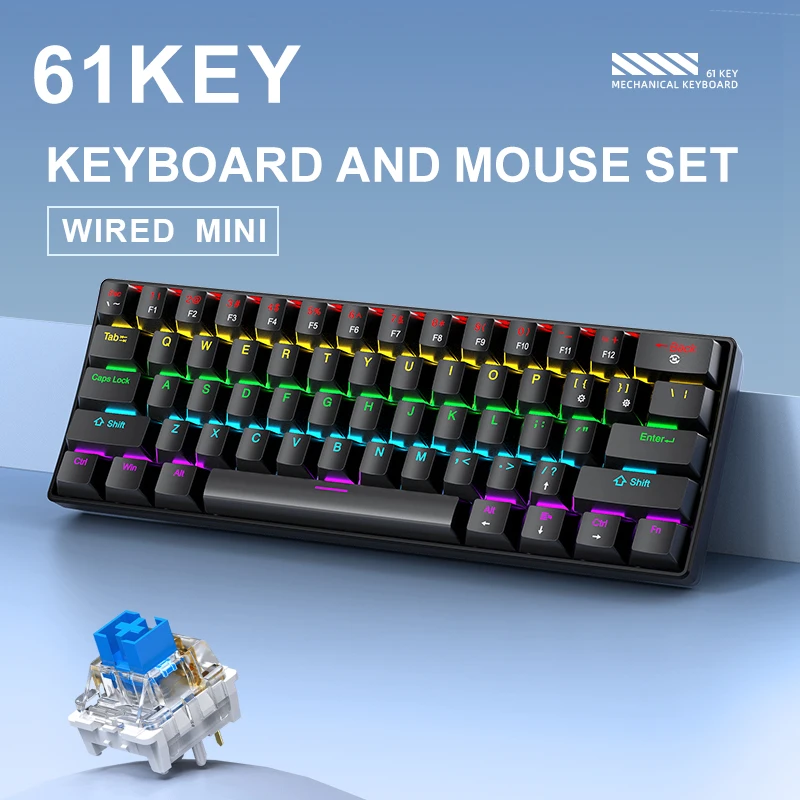 61 Keys Mini Mechanical Keyboard-Wired 3