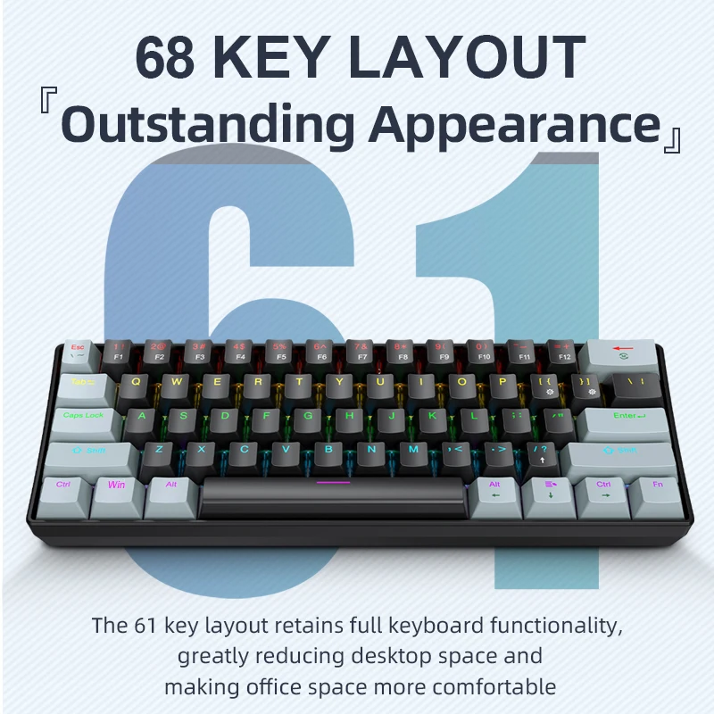 61 Keys Mini Mechanical Keyboard-Wired 1