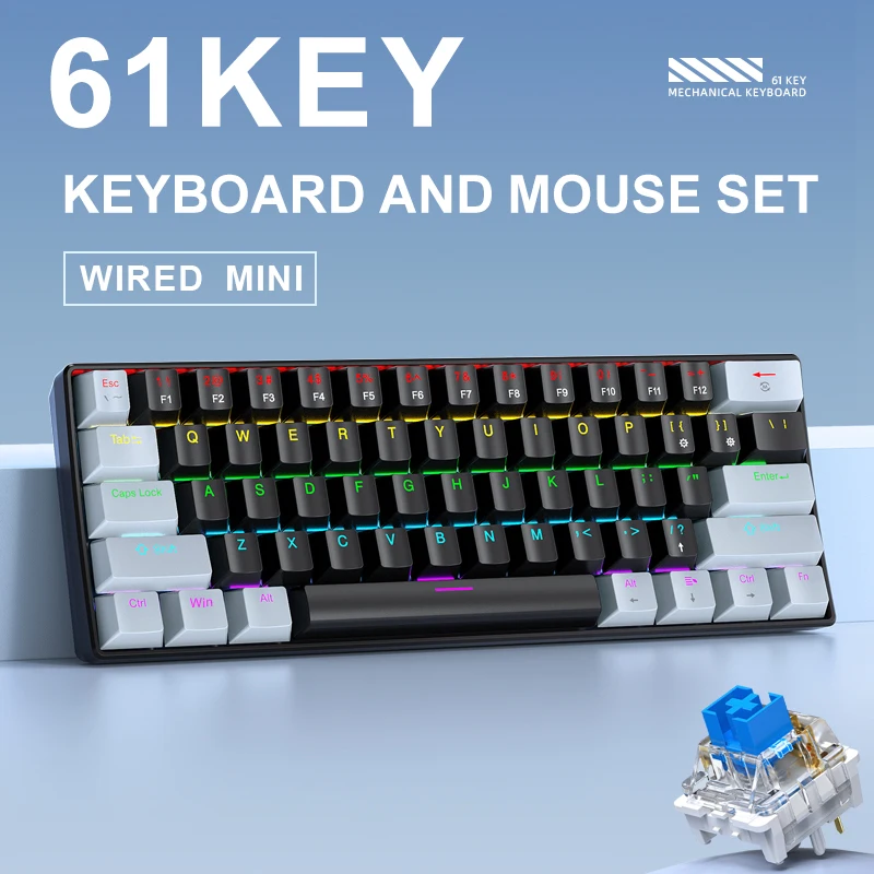 61 Keys Mini Mechanical Keyboard-Wired 6